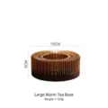 Professional large gold metal tea warmer with dark wood base for candles, 15cm diameter - Large Tea Warmer Base