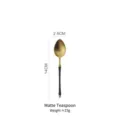 Matte black and gold 304 stainless steel dessert tea spoon with 14cm length spec - Tea Spoon (Matte Brushed)