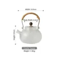 Théière en verre martelé faite main avec poignée en corde de chanvre et bouton décoratif - Théière à anse de seau / Transparent Martelé