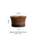 Hollowed-out magnolia candle tea warmer with metal fin design and brown base - Magnolia Tea Warmer Base (472g)