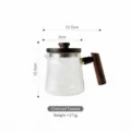 Théière en verre résistant à la chaleur style danois avec poignée en noyer, 271g - Théière en Croissant / Transparent