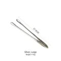 Large 27.8cm silver 304 stainless steel long handle food tongs for BBQ and grilling - Silver Large