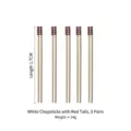 5-pair set of minimalist cream chopsticks featuring unique reddish-brown candy bead tops - 5 Pairs / White Handle Red Tail
