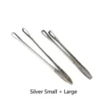 Two-piece silver stainless steel food tongs set featuring both small and large sizes - Silver Jewelry Set / Small + Large