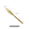 Elegant retro gold stainless steel dinner knife with a minimalist willow leaf design - Dinner Knife / Gold