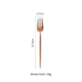 Rose gold 304 stainless steel dinner fork with dimensions 21.9x2.7cm - Dinner Fork