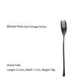 Vintage black 304 stainless steel main dinner fork, 21.5cm long elegant tableware - Dinner Fork