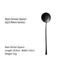 Matte black stainless steel long handle dinner spoon in minimalist Japanese style - Dinner Spoon