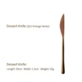 Vintage rose gold 304 stainless steel dessert knife, 20cm long for elegant dining - Dessert Knife