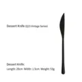 Vintage black 304 stainless steel dessert knife 20cm length for restaurant dining - Dessert Knife