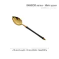Elegant black gold stainless steel dinner spoon with unique bamboo inspired handle design - Dinner Spoon