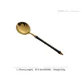 Elegant mirror finish gold soup spoon with black bamboo joint handle, 19cm stainless steel - Soup Spoon