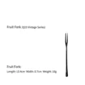 Vintage matte black 304 stainless steel two-prong fruit fork 13.4cm for desserts - Fruit Fork