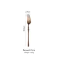 Elegant rose gold stainless steel dessert fork with slim handle, 18.4cm long - Rose Gold Dessert Fork