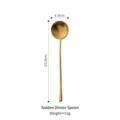 Gold 304 stainless steel long handle dinner spoon, 20.9cm length, matte finish. - Dinner Spoon / 20.9x4.9cm / Gold
