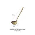 Große goldene Schöpfkelle aus Edelstahl mit langem Griff und Hammerschlag-Struktur - Großer Suppenlöffel / Gold
