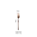 Elegant rose gold 304 stainless steel cake fork with slim waist design, 15cm long - Rose Gold Cake Fork