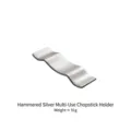 Premium silver hammered stainless steel wavy chopstick rest and spoon holder stand - Hammered Silver