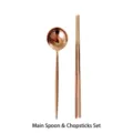Elegant rose gold 304 stainless steel mirror finish spoon and chopsticks dining set - Chopsticks and Spoon Set