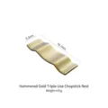 Hammered gold stainless steel chopstick rest and spoon holder, 10.3cm wave shape - Hammered Gold