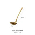 Premium golden stainless steel long handle soup ladle, 29cm length for kitchen use - Soup Spoon / Gold