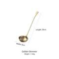 Gold long handle 304 stainless steel slotted spoon with 29cm length and 8cm head - Slotted Spoon / Gold
