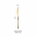 Professional matte gold stainless steel dinner knife featuring a slender waist design - Dinner Knife / Matte Gold