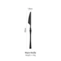 Black brushed 304 stainless steel dinner knife with 22cm length and 62g weight - Dinner Knife