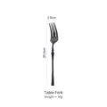 Modern black brushed 304 stainless steel dinner fork with dimensions 20.5cm by 2.8cm - Dinner Fork