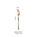 Matte gold stainless steel dessert fork featuring a modern slim handle design 18.4cm - Dessert Fork / Matte Gold