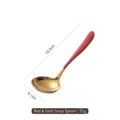 Elegante 304 roestvrijstalen soeplepel in rood en goud, lang handvat, lengte 19,2 cm - 19.2x6.1cm / Rood Gouden Soeplepel