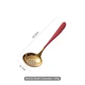 Elegante schuimspaan van 304 roestvrij staal met rood handvat en goudfinish, 19,2cm - 19.2x6.1cm / Rood Gouden Vergiet