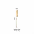 Matte gold stainless steel butter knife, slim handle design, 16cm length, 26g weight - Butter Knife / Matte Gold