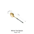 Elegant vintage gold mirror finish tea spoon with emerald green handle, 14cm length - Tea Spoon