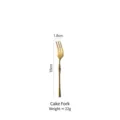 Matte gold stainless steel cake fork with 15cm slim handle design for dessert - Cake Toppers / Matte Gold