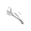 Durable 304 stainless steel serrated food tongs for BBQ and kitchen use, silver, 66g - Silver