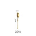 Matte gold stainless steel tea spoon with elegant slim handle design and precise measurements - Tea Spoon / Matte Gold