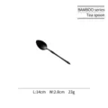 Premium black 304 stainless steel mirror finish tea spoon with bamboo joint handle - Tea Spoon / Mirror Black