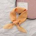 Orange pastoral square scarf with white polka dots knotted on decorative tray - 58cm / Yellow Polka Dot