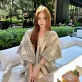 Elegante klassieke geruite sjaal in Britse stijl voor dames, warme herfst winter mode wrap. - Geruite sjaal / Crème Geblokt