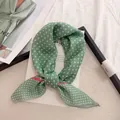 Vintage green polka dot cotton linen neckerchief with pastoral style decorative pattern - 58cm / Fruit Green Polka Dot
