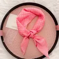 Sweet pink polka dot cotton linen bandana scarf for a vintage style decoration - 58cm / Pink Polka Dot