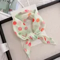 Pastoral style light green polka dot linen scarf for neck or head hair accessories - 58cm / Green Colorful Bubbles