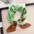 Elegant vintage green and brown abstract pattern cotton linen square neck scarf for women - 58cm / Coconut Tree Green