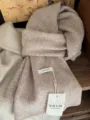 Premium soft oatmeal 100% Australian wool knitted scarf for women with handmade brand tags - Pure Wool Milk Tea