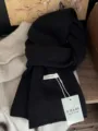 Elegant black 100% Australian wool knitted scarf, high-quality winter warm accessory - Pure Wool Black