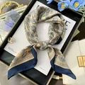 Elegant 70cm paisley print square silk scarf, stylish women's fashion neck accessory - Aesthetic Tar - Champagne