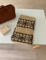 Vintage snowflake jacquard knitted scarf in beige, soft and warm winter neck warmer. - Khaki