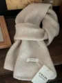 Premium 100% Australian wool knitted scarf for women in light gray, soft winter neck warmer - Mid-Length / Beige