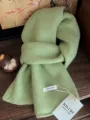 Hochwertiger hellgrüner Strickschal aus 100% Wolle für Damen Winter Damenmode - Mittellanger Stil / Senfgrün